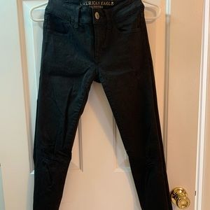American Eagle super skinny ripped black jeans